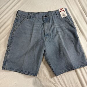 Wrangler Five Star Shorts Mens 36 Blue Denim Carpenter 10 In Inseam Stretch